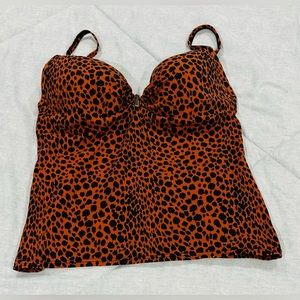 Victoria’s Secret The Heavenly Tankini Orange Cheetah Print Cup Size 34C